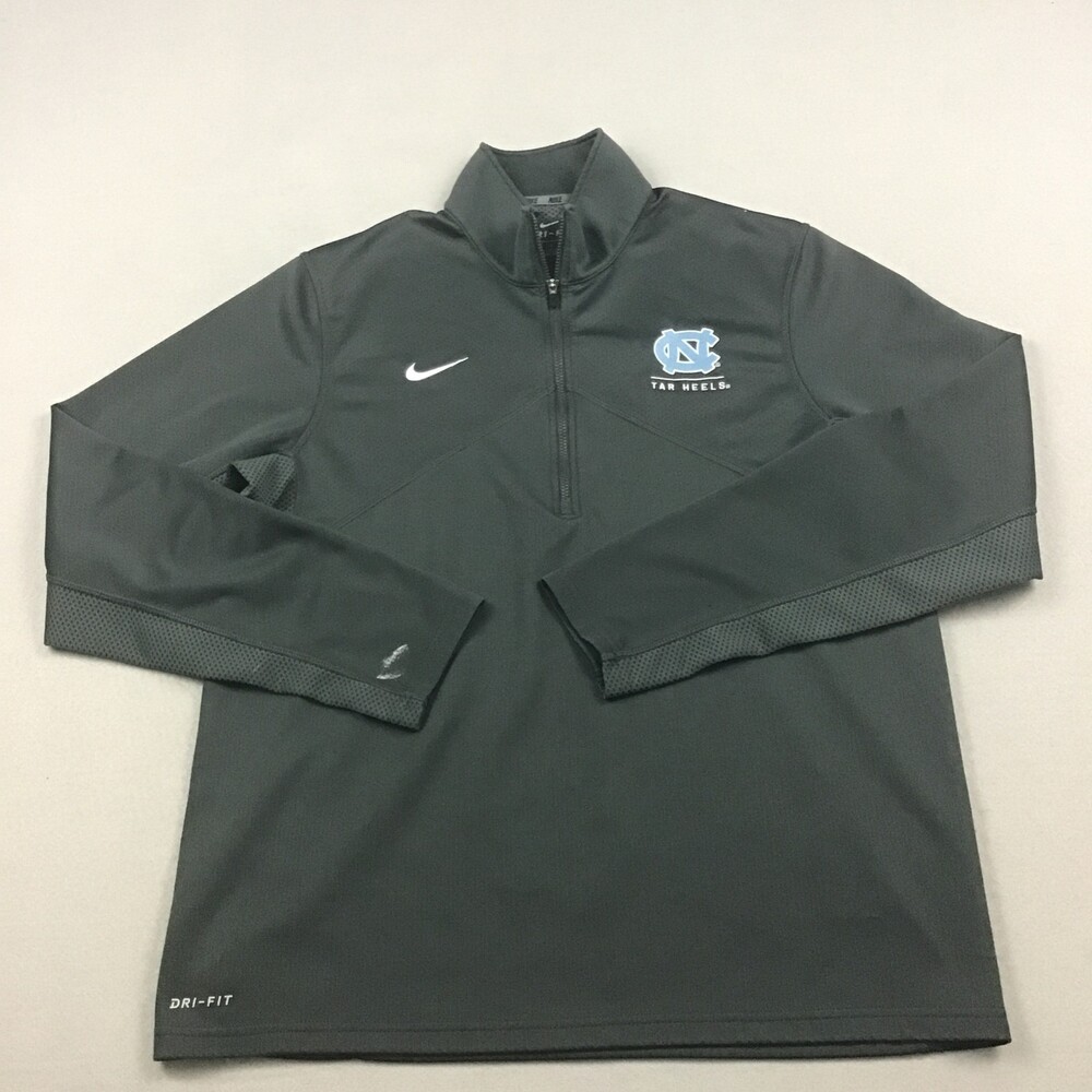 North Carolina Tar Heels Sweater Men Large Gray Nike 1/4 Pullover NCAA L *